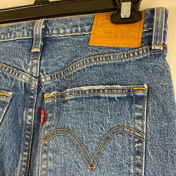 Levi's Ribcage Crop Boot Jeans 26 Blue Button Fly - Picture 11 of 12